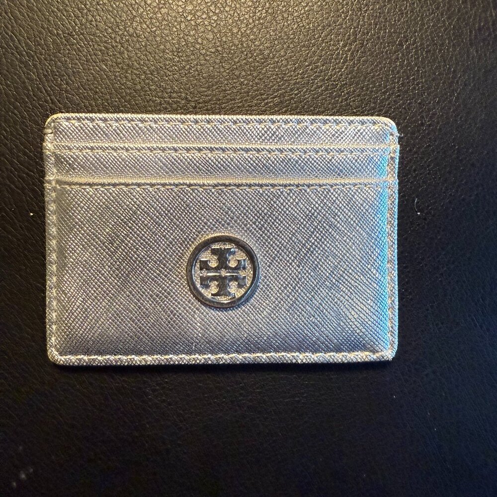Tory Burch Credit Card Holder, Silver Metallic